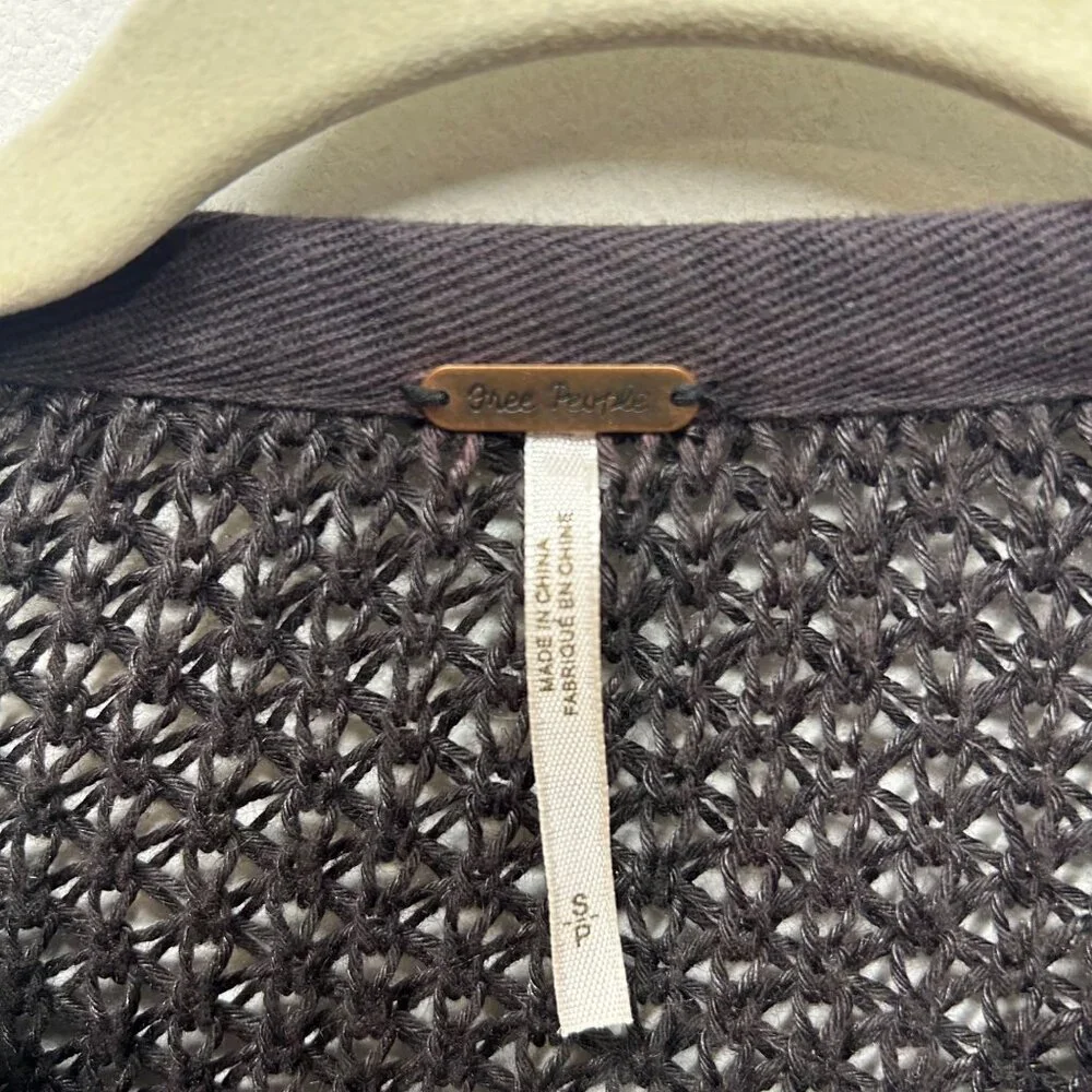 Free People Femme Fatale Knit Moto Zip Cardigan Open Knit Sweater small - Picture 4 of 10